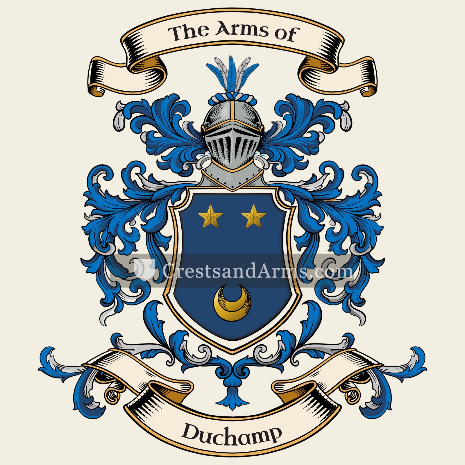 The Duchamp coat of arms, drawn from the recorded blazon