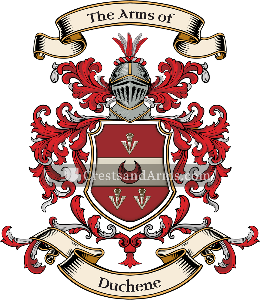 The Duchene coat of arms, drawn from the recorded blazon