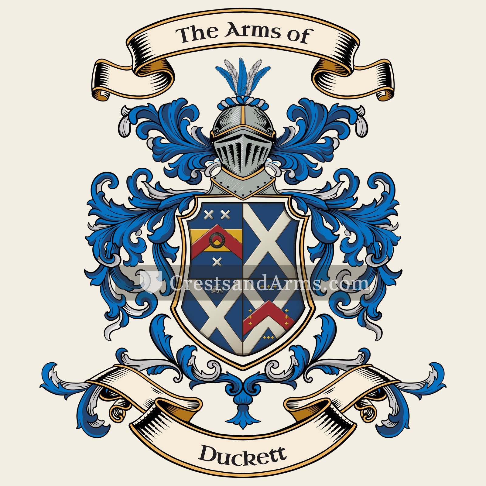The Duckett coat of arms, drawn from the recorded blazon