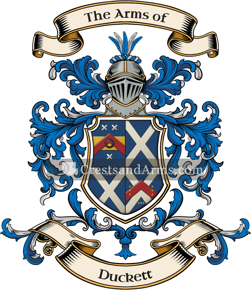 The Duckett coat of arms, drawn from the recorded blazon