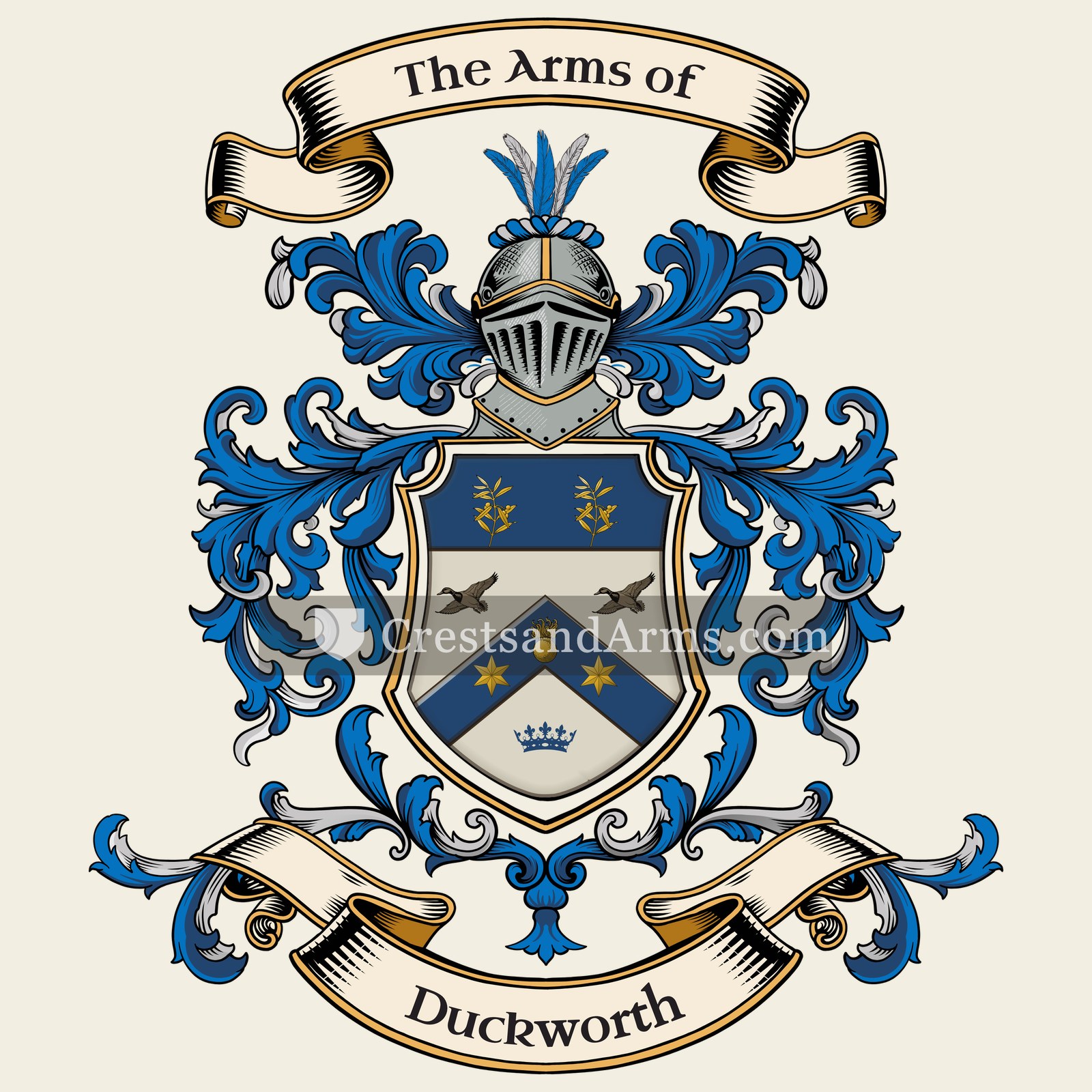 The Duckworth coat of arms, drawn from the recorded blazon