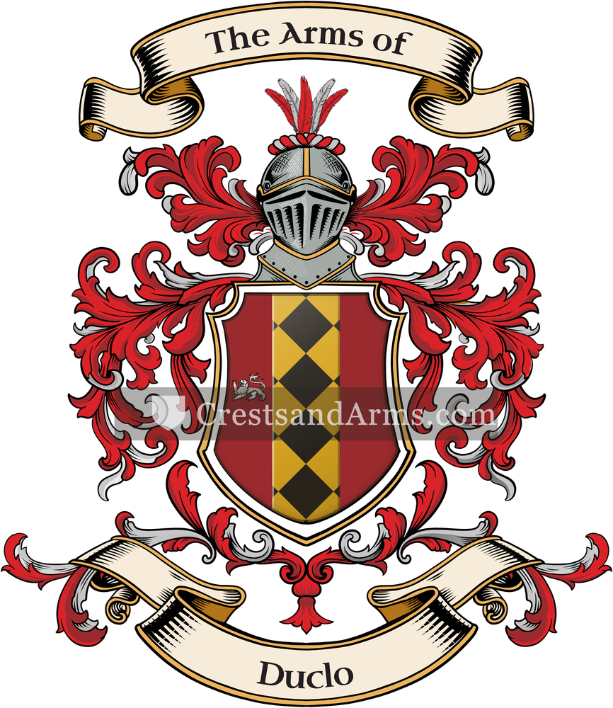 The Duclo coat of arms, drawn from the recorded blazon