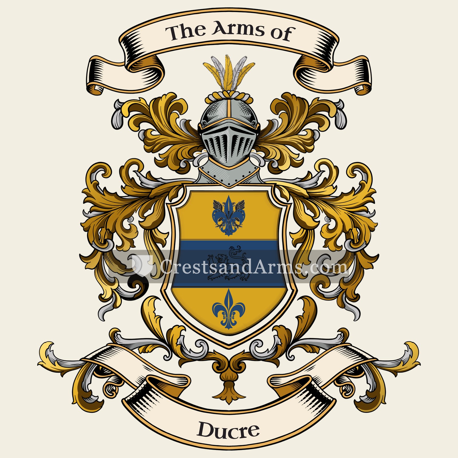 The Ducre coat of arms, drawn from the recorded blazon