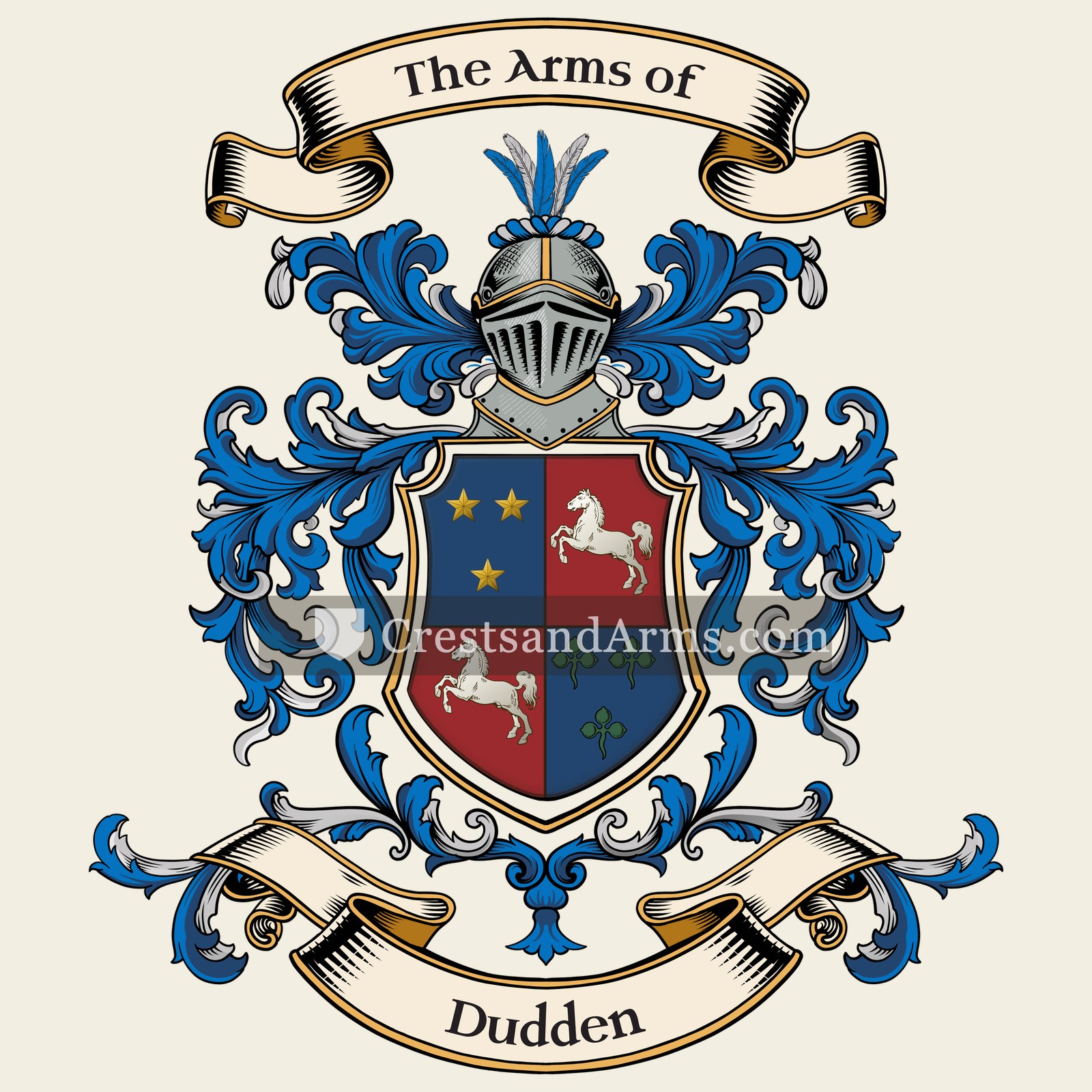 The Dudden coat of arms, drawn from the recorded blazon