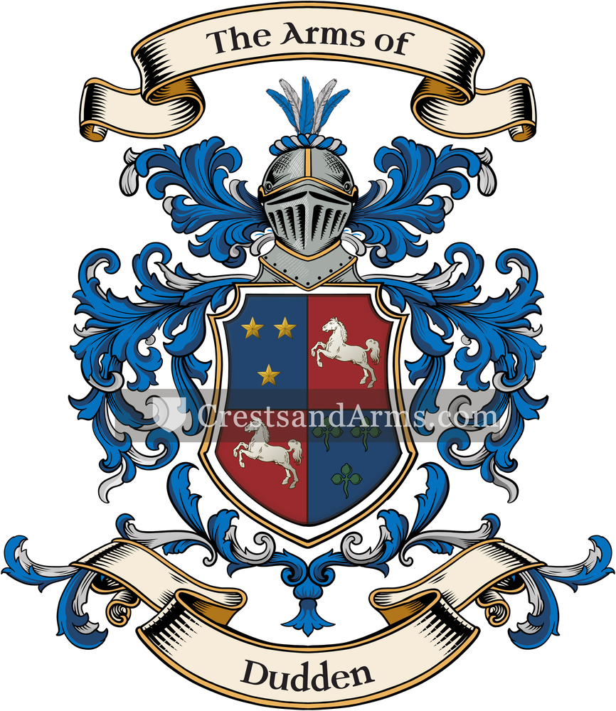 The Dudden coat of arms, drawn from the recorded blazon
