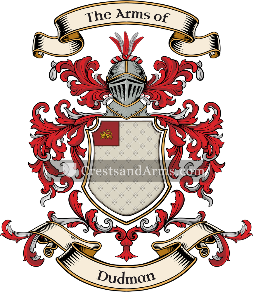 The Dudman coat of arms, drawn from the recorded blazon