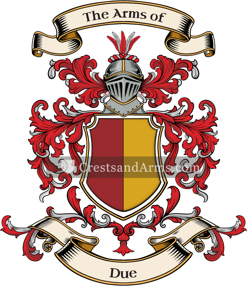 The Due coat of arms, drawn from the recorded blazon