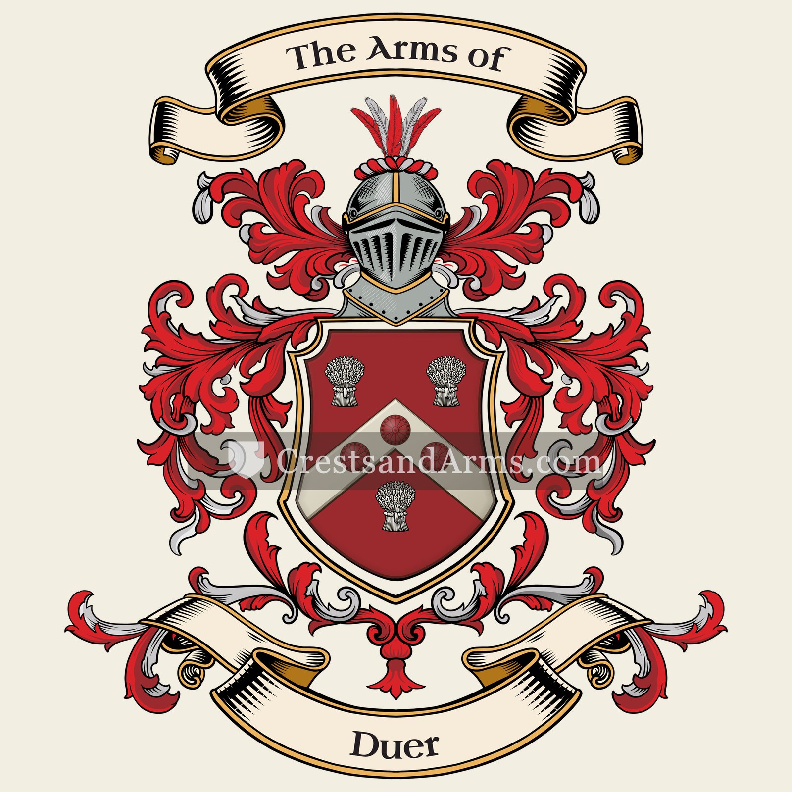 The Duer coat of arms, drawn from the recorded blazon