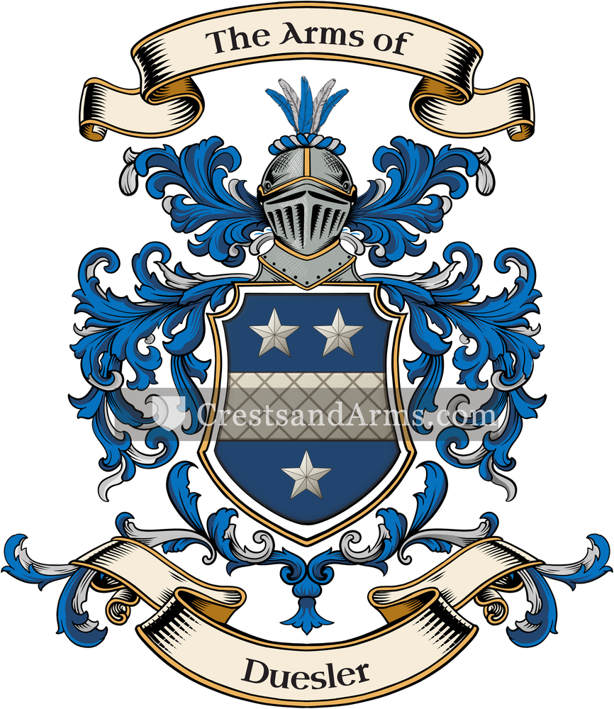 The Duesler coat of arms, drawn from the recorded blazon