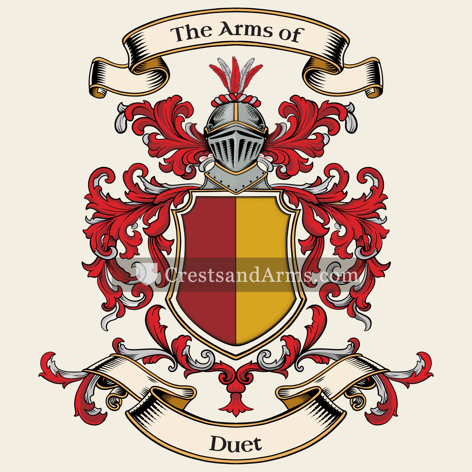 The Duet coat of arms, drawn from the recorded blazon