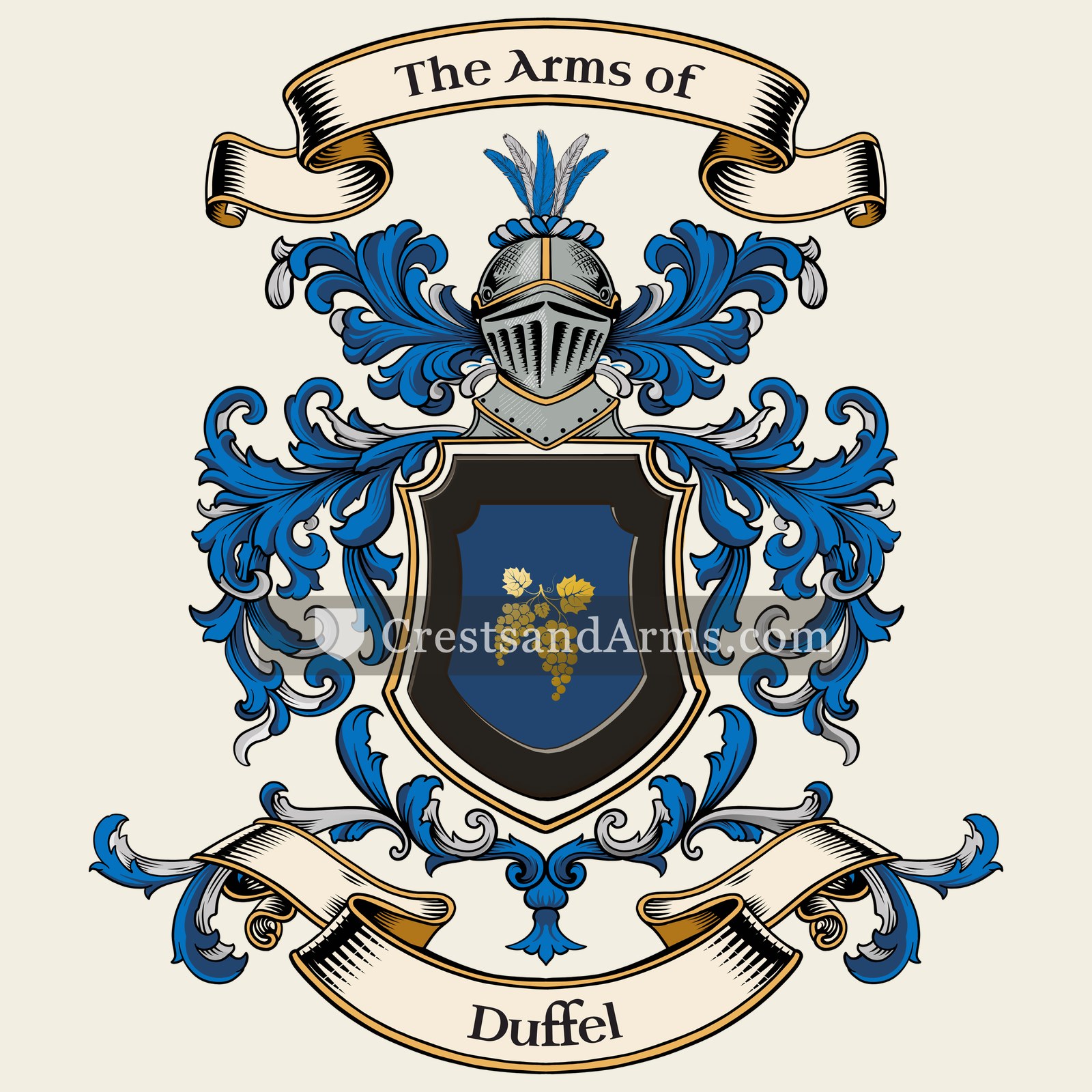 The Duffel coat of arms, drawn from the recorded blazon
