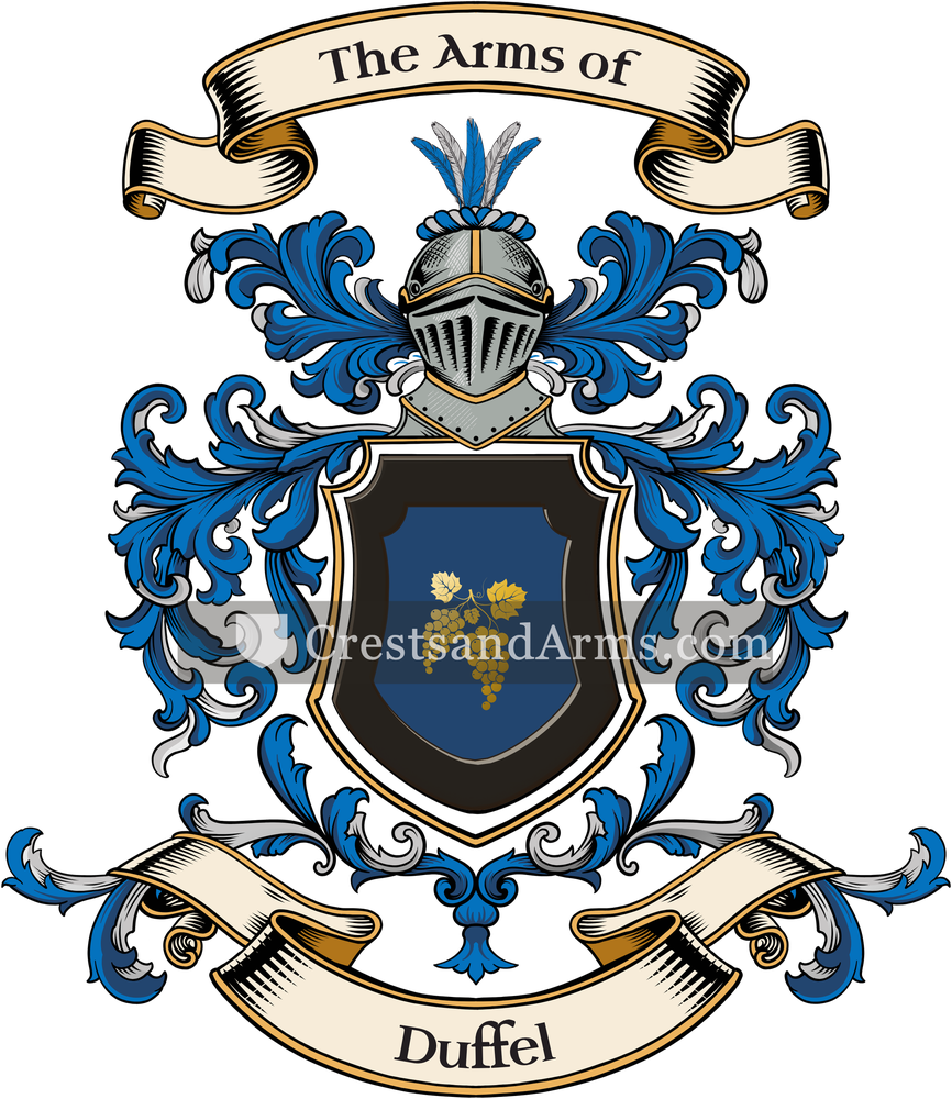 The Duffel coat of arms, drawn from the recorded blazon