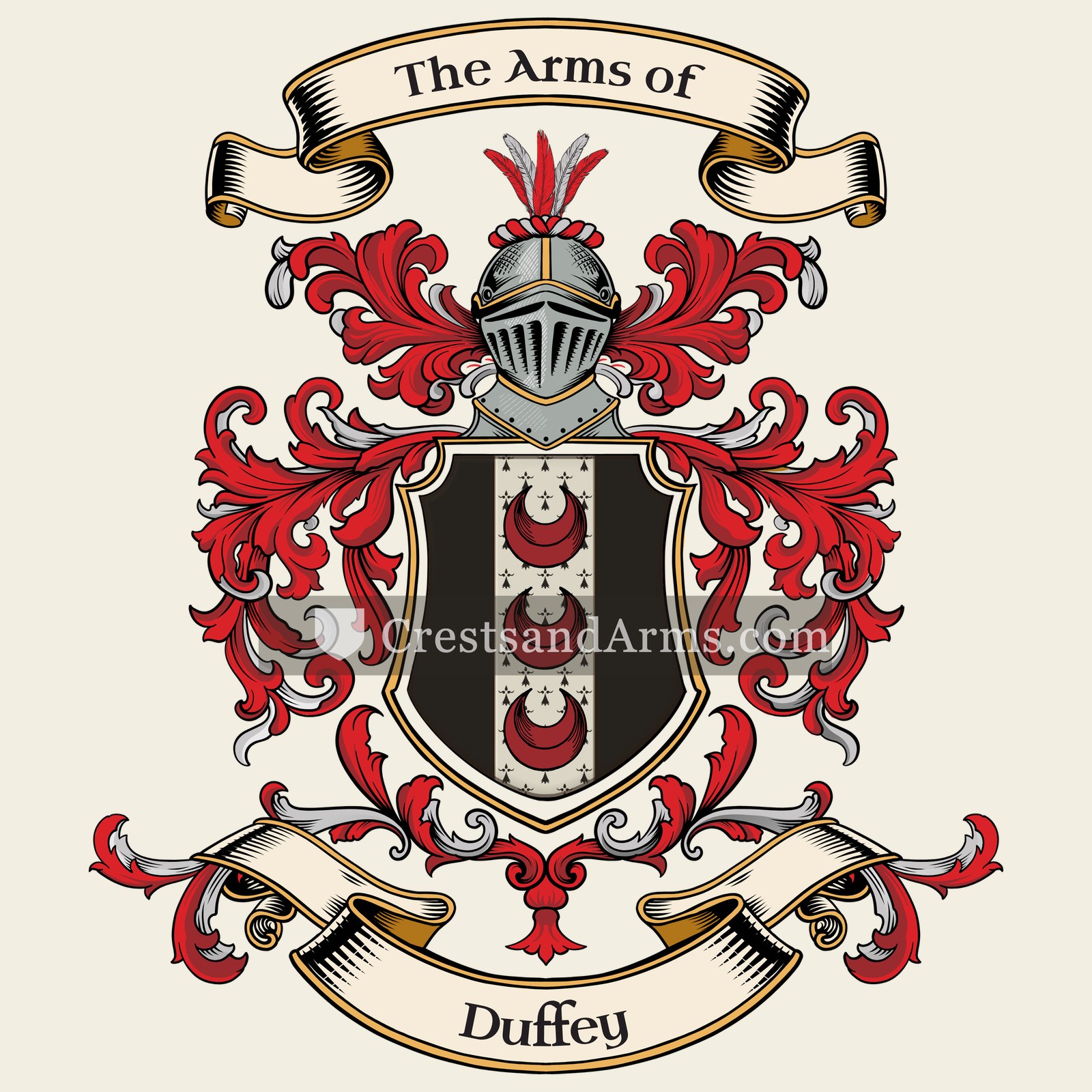 The Duffey coat of arms, drawn from the recorded blazon