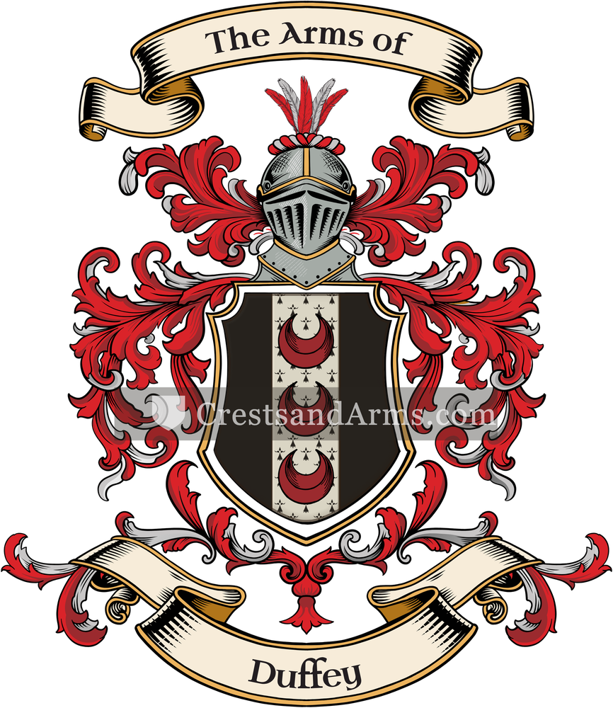 The Duffey coat of arms, drawn from the recorded blazon