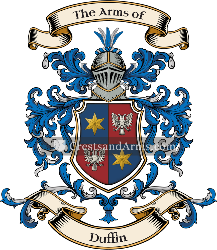 The Duffin coat of arms, drawn from the recorded blazon
