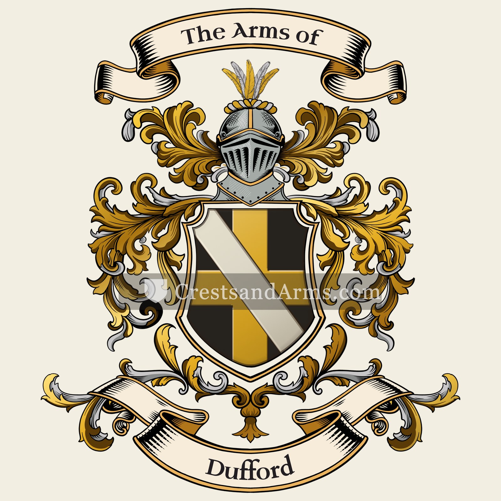 The Dufford coat of arms, drawn from the recorded blazon