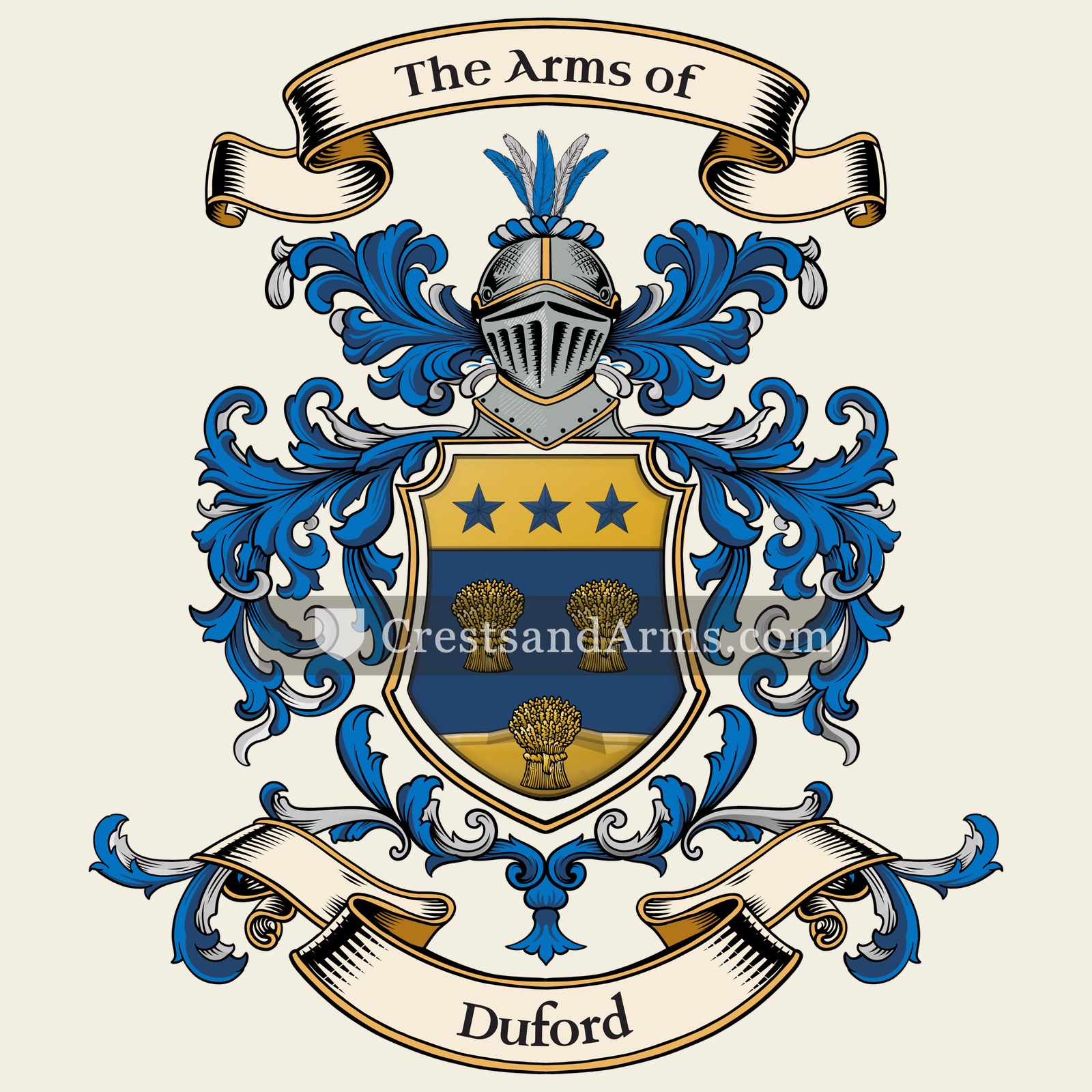 The Duford coat of arms, drawn from the recorded blazon