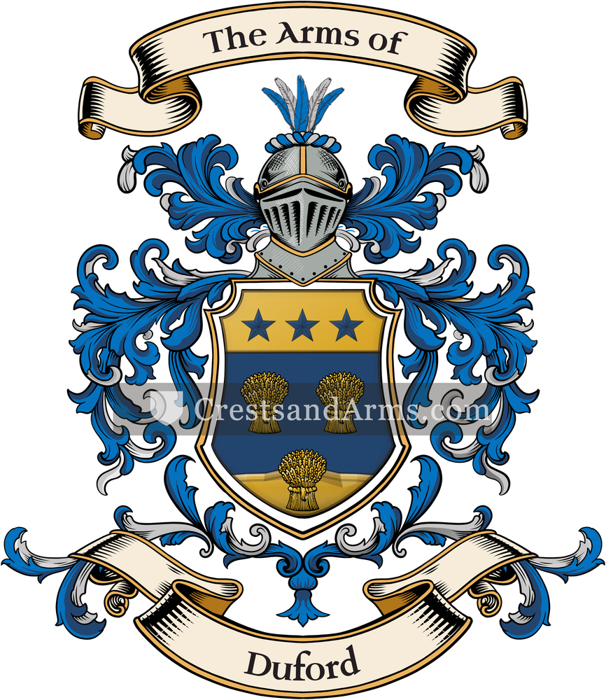 The Duford coat of arms, drawn from the recorded blazon