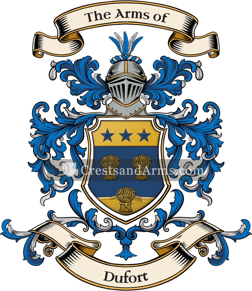 The Dufort coat of arms, drawn from the recorded blazon