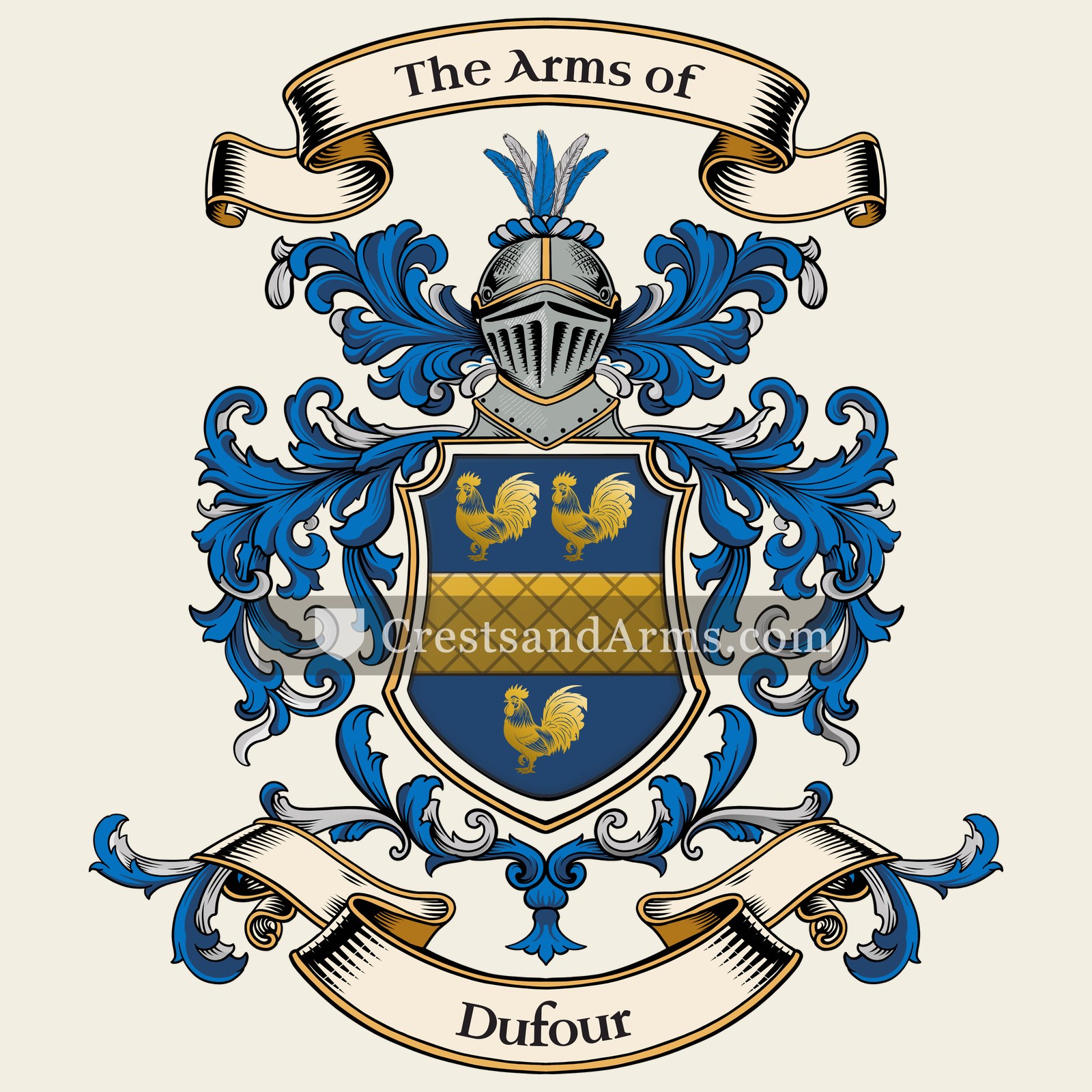 The Dufour coat of arms, drawn from the recorded blazon