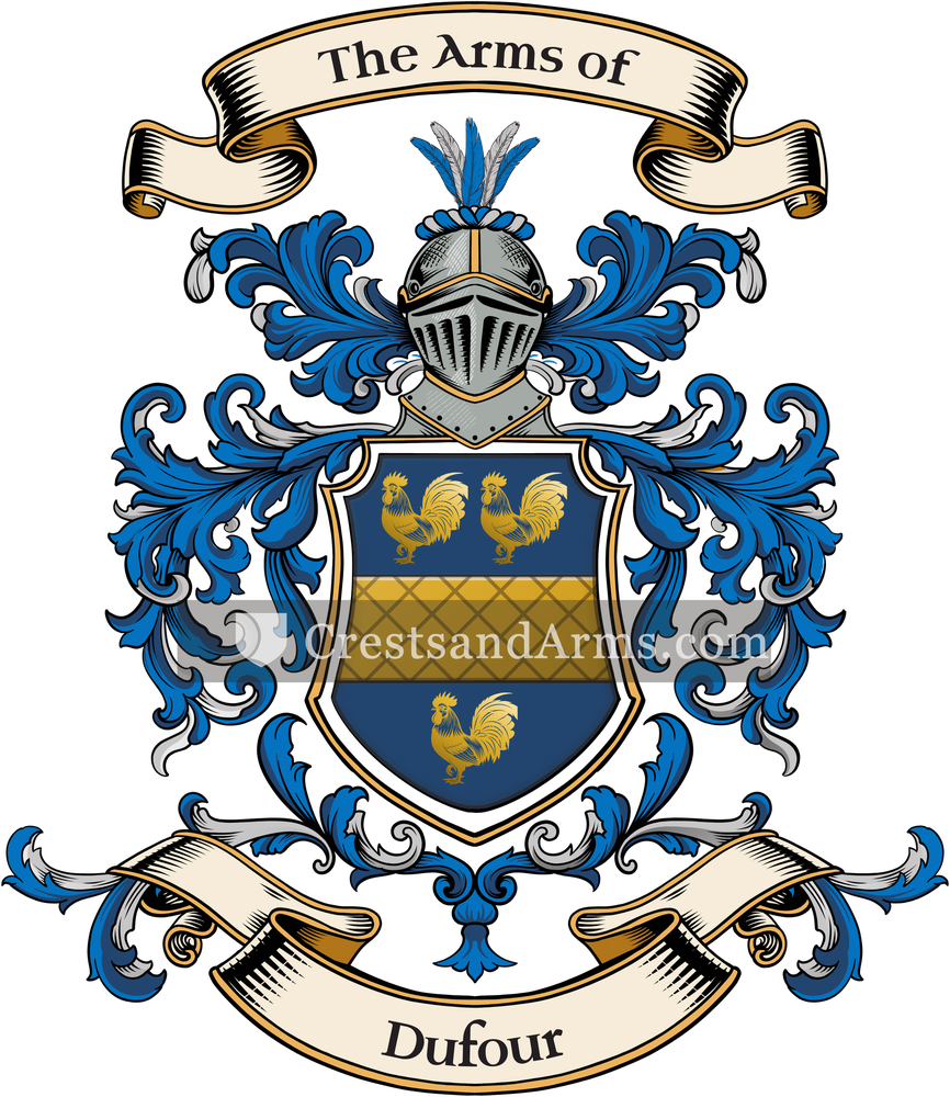 The Dufour coat of arms, drawn from the recorded blazon
