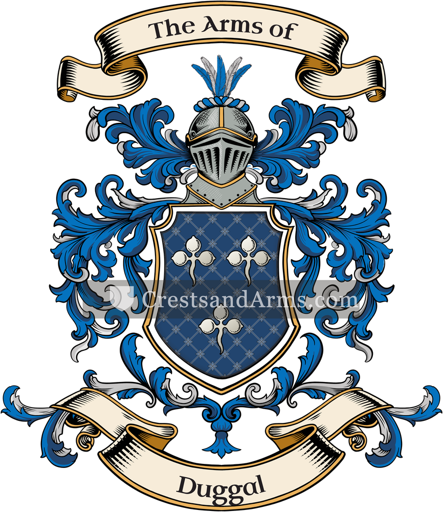 The Duggal coat of arms, drawn from the recorded blazon