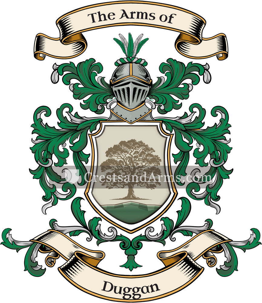 The Duggan coat of arms, drawn from the recorded blazon