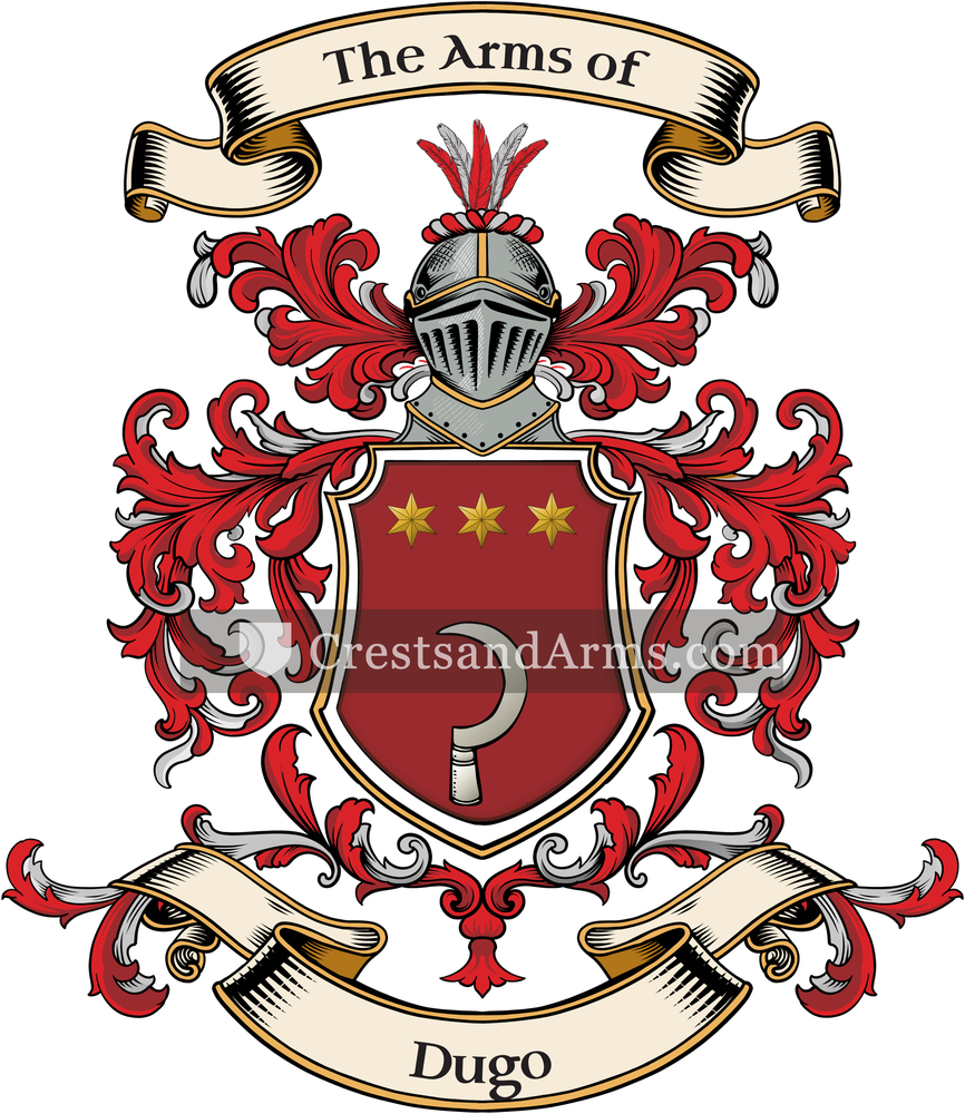 The Dugo coat of arms, drawn from the recorded blazon
