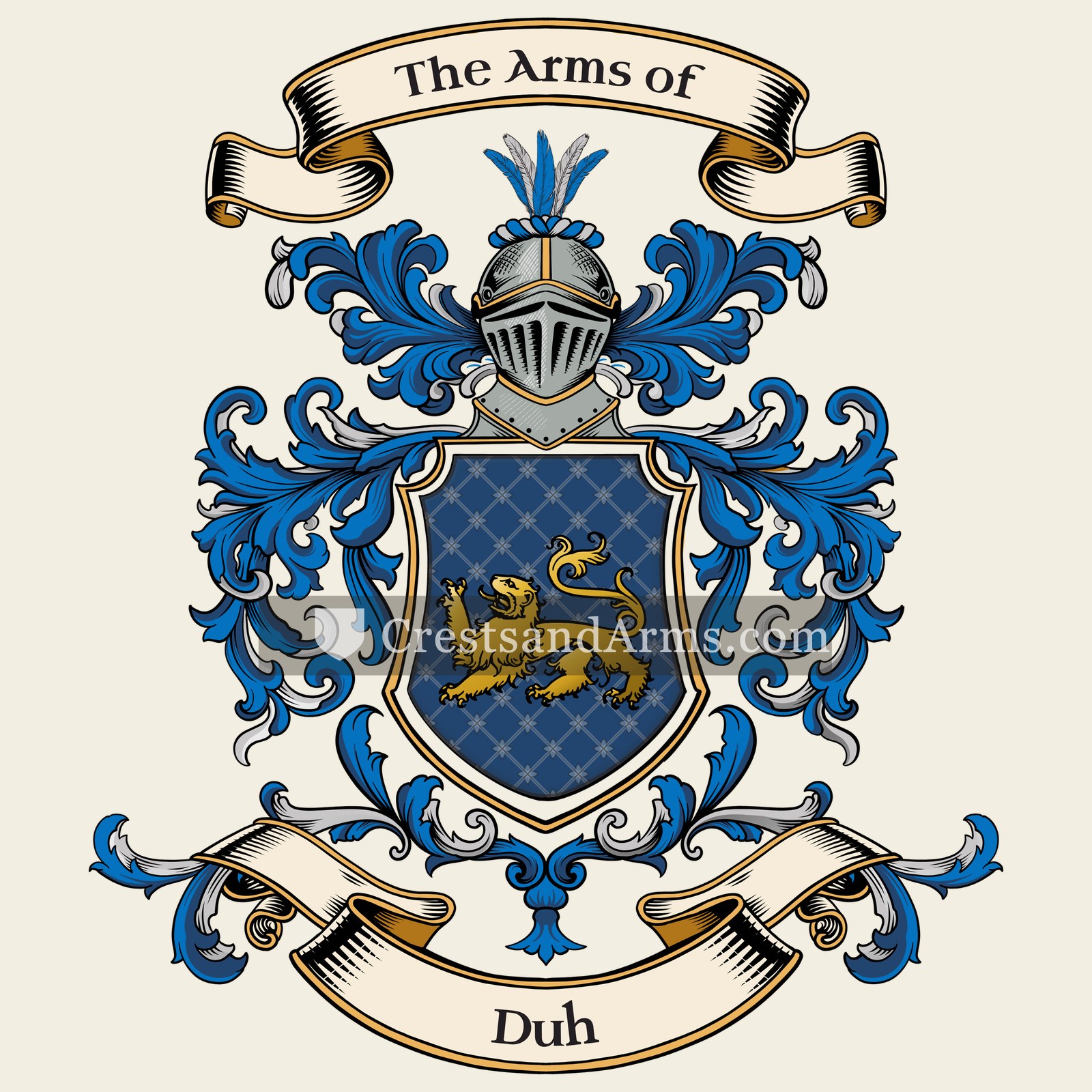 The Duh coat of arms, drawn from the recorded blazon