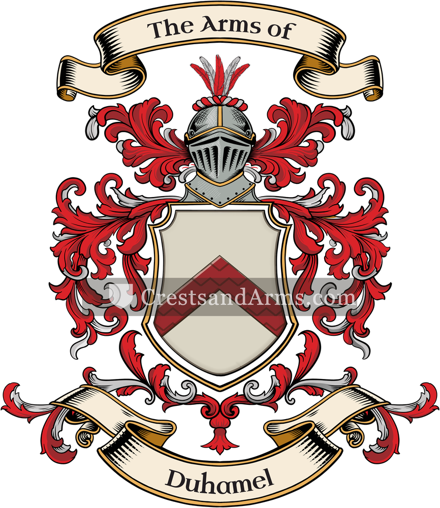 The Duhamel coat of arms, drawn from the recorded blazon