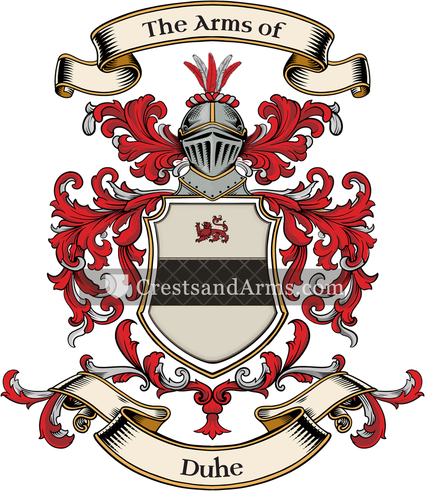 The Duhe coat of arms, drawn from the recorded blazon
