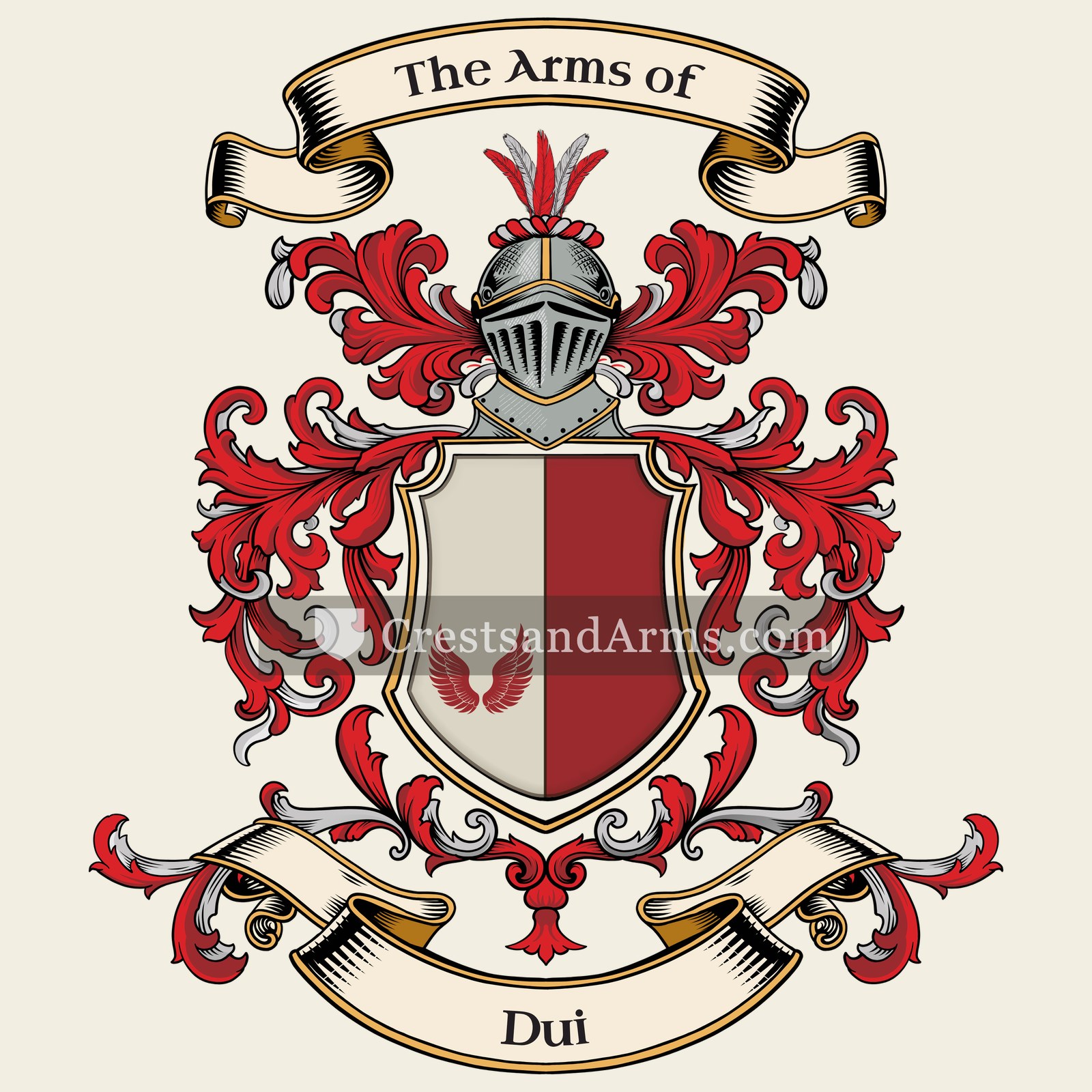 The Dui coat of arms, drawn from the recorded blazon
