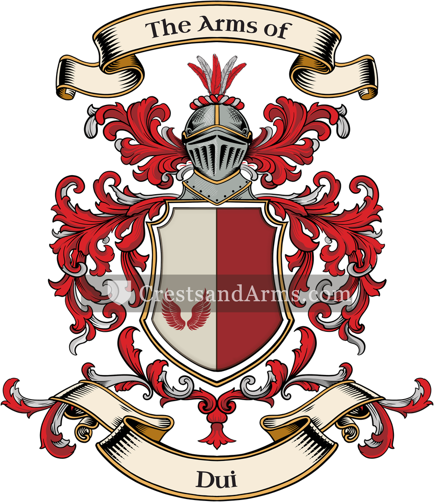 The Dui coat of arms, drawn from the recorded blazon