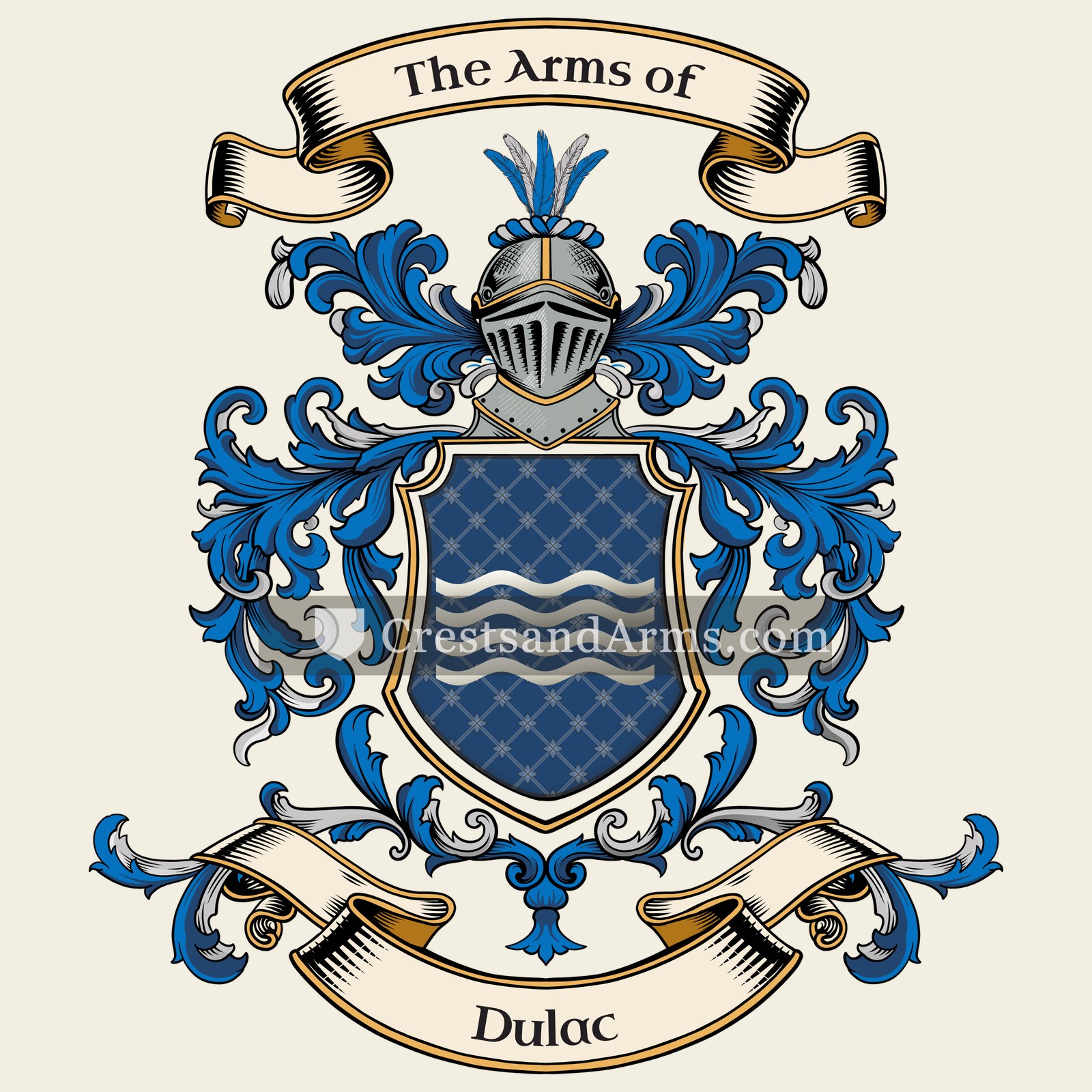 The Dulac coat of arms, drawn from the recorded blazon