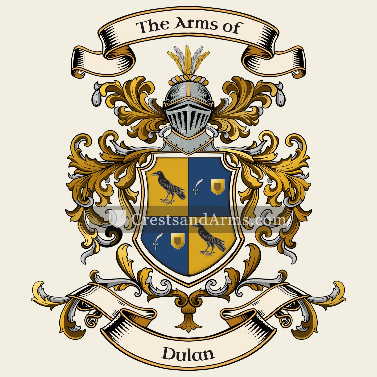 The Dulan coat of arms, drawn from the recorded blazon