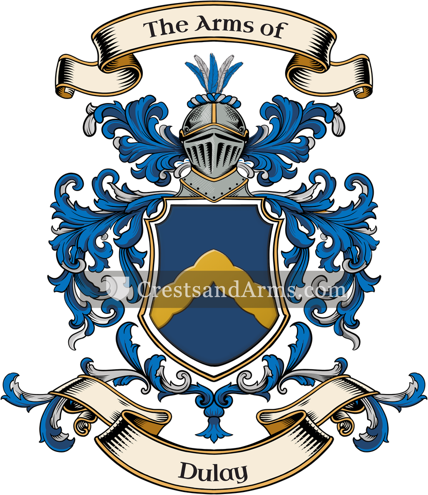The Dulay coat of arms, drawn from the recorded blazon