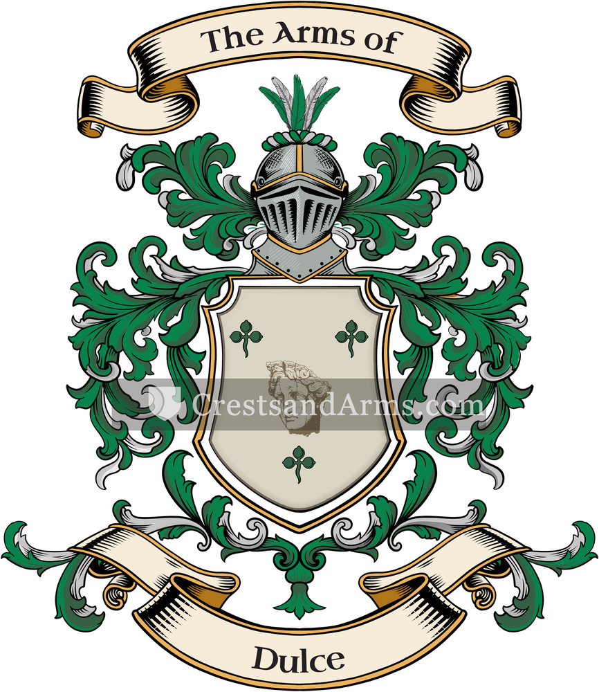 The Dulce coat of arms, drawn from the recorded blazon