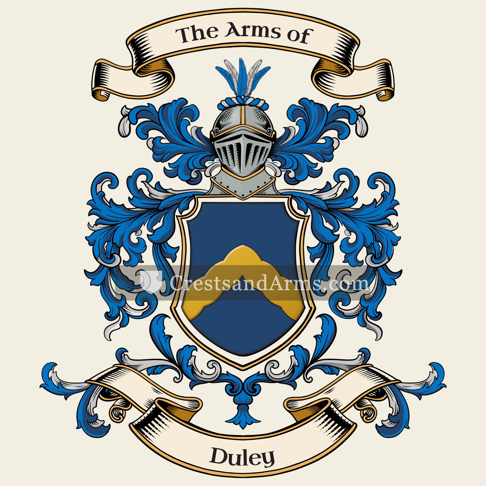 The Duley coat of arms, drawn from the recorded blazon