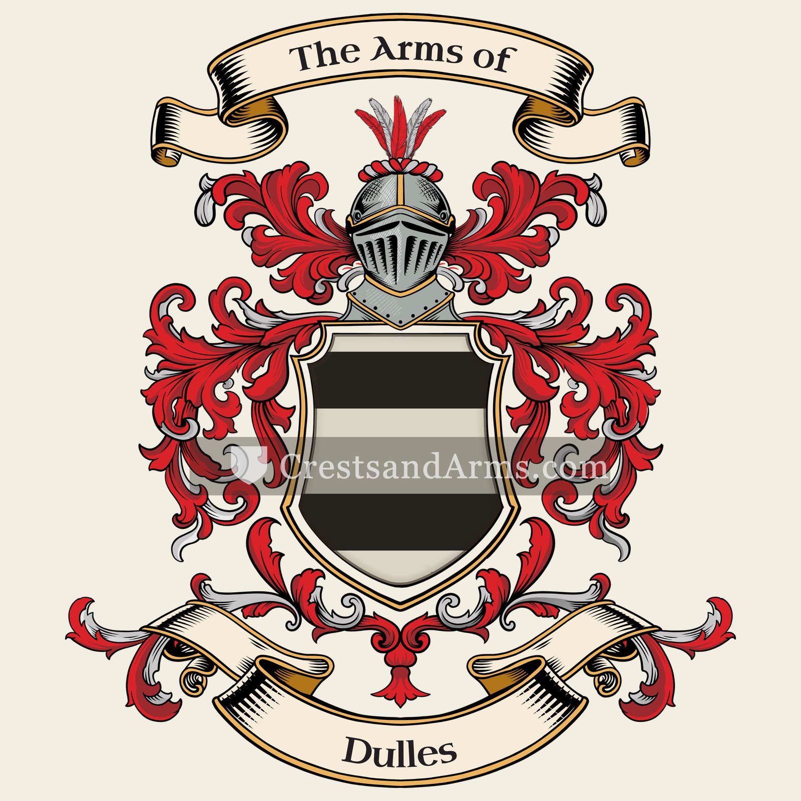 The Dulles coat of arms, drawn from the recorded blazon