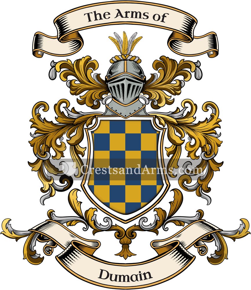 The Dumain coat of arms, drawn from the recorded blazon