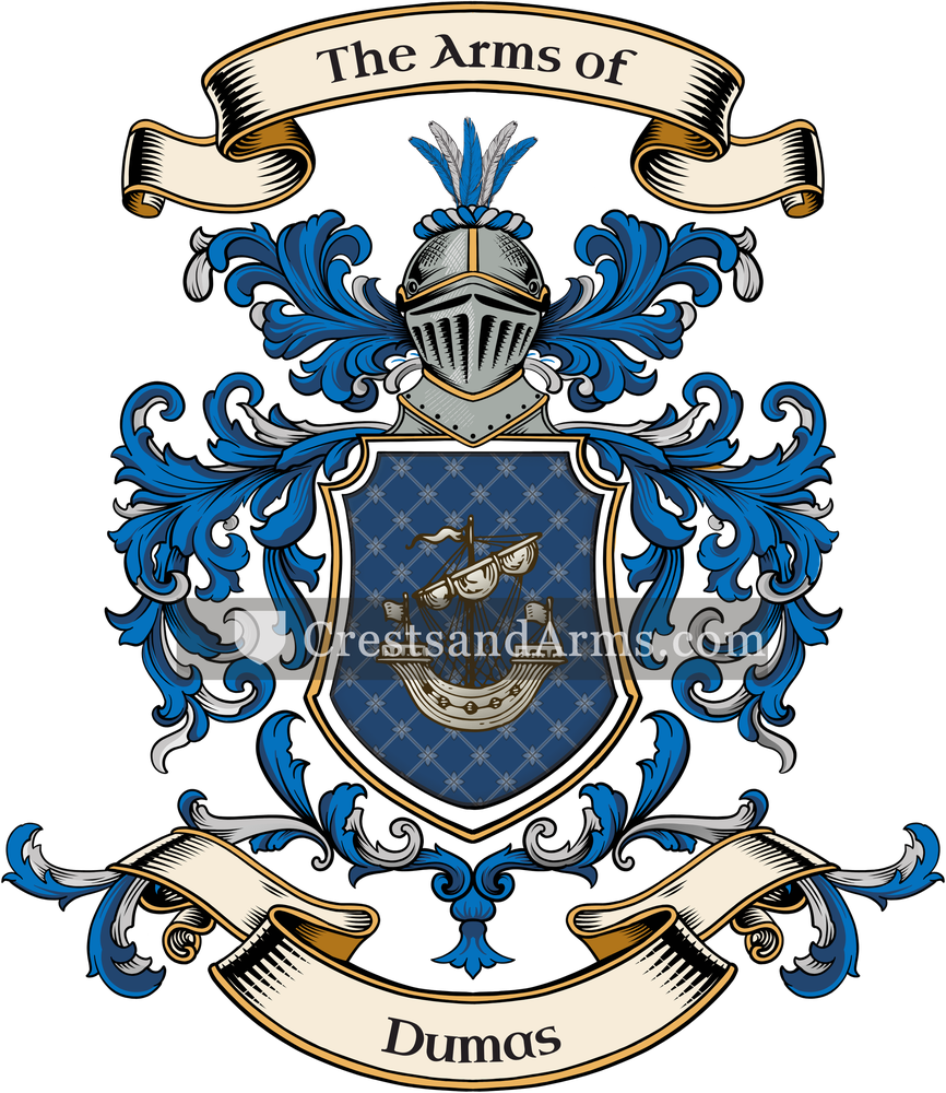 The Dumas coat of arms, drawn from the recorded blazon