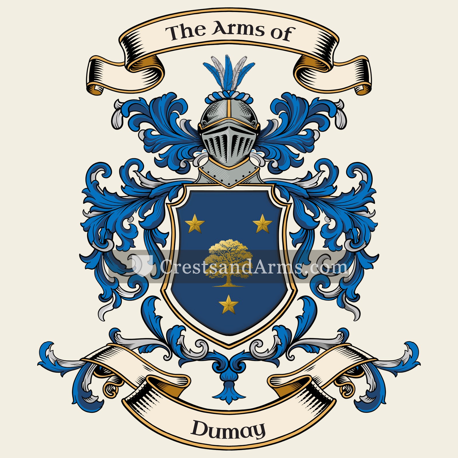 The Dumay coat of arms, drawn from the recorded blazon