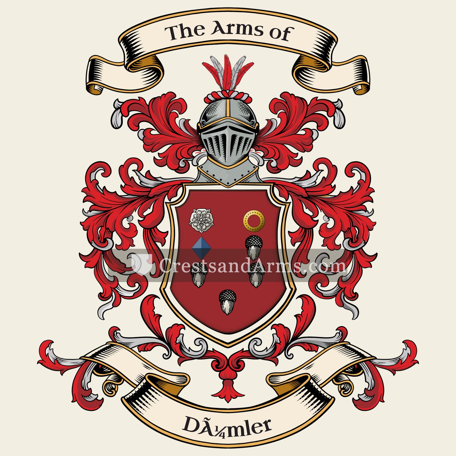 The Dümler coat of arms, drawn from the recorded blazon