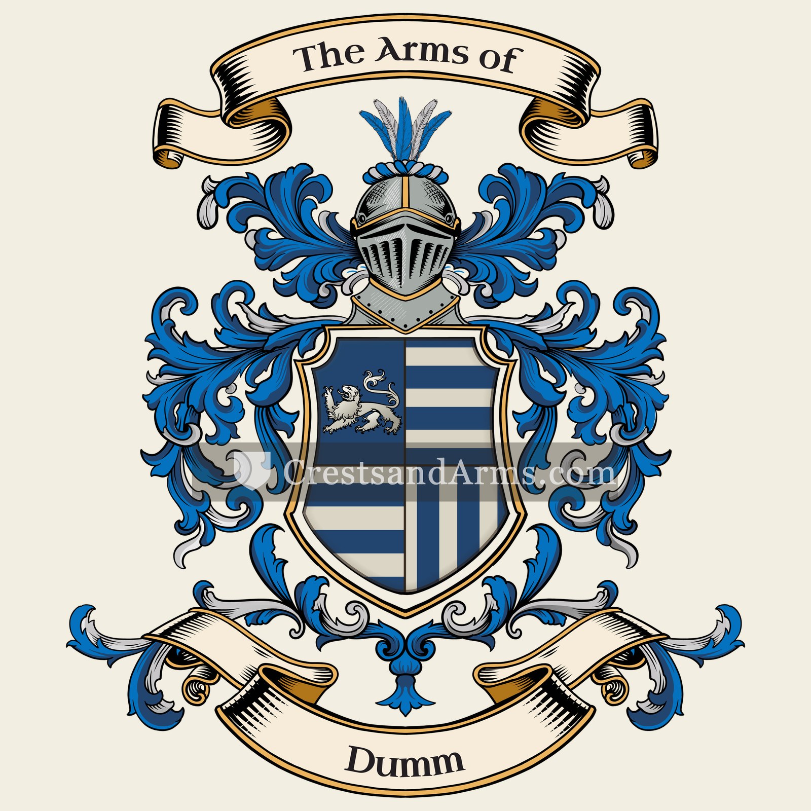 The Dumm coat of arms, drawn from the recorded blazon
