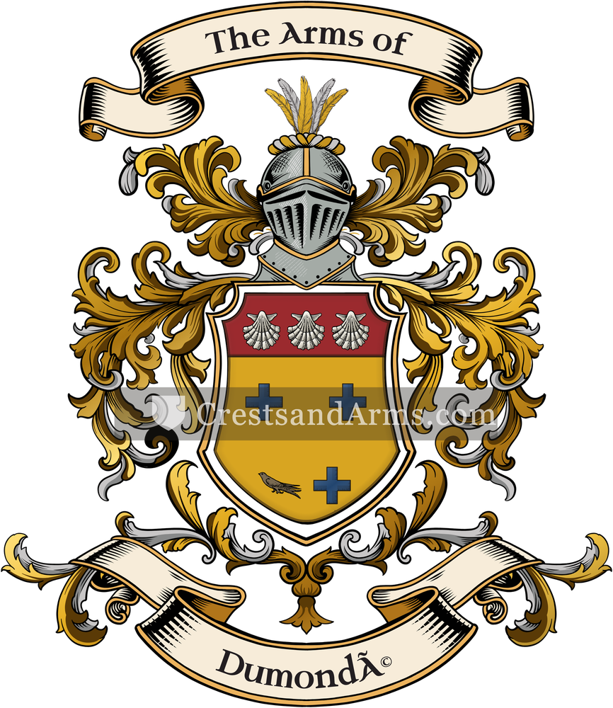The Dumondé coat of arms, drawn from the recorded blazon