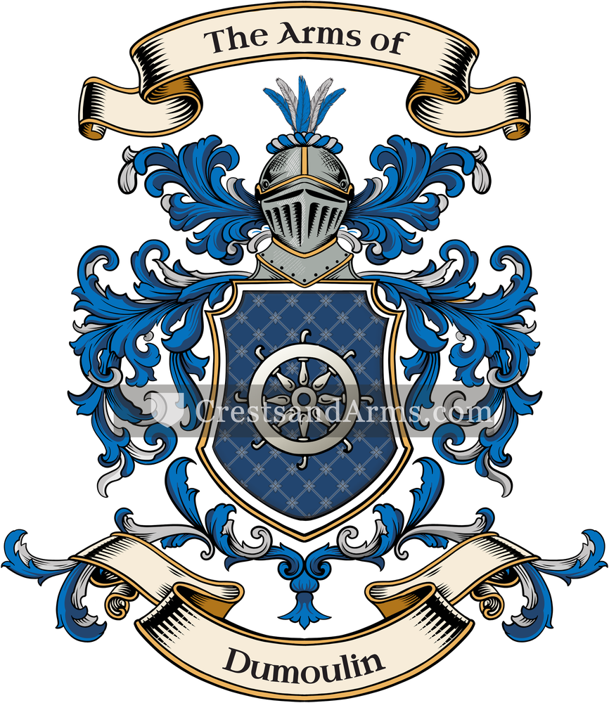 The Dumoulin coat of arms, drawn from the recorded blazon