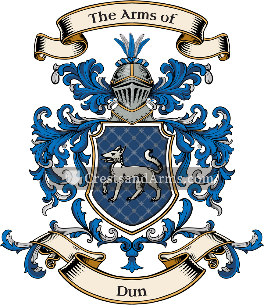 The Dun coat of arms, drawn from the recorded blazon