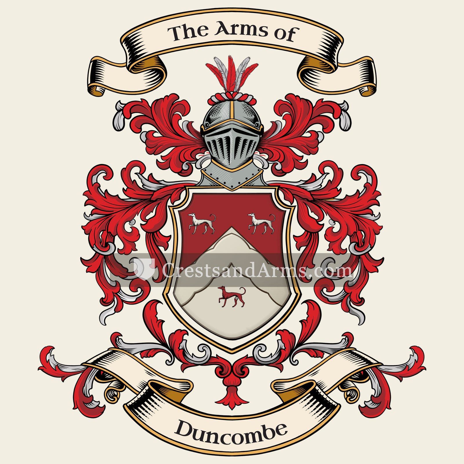 The Duncombe coat of arms, drawn from the recorded blazon