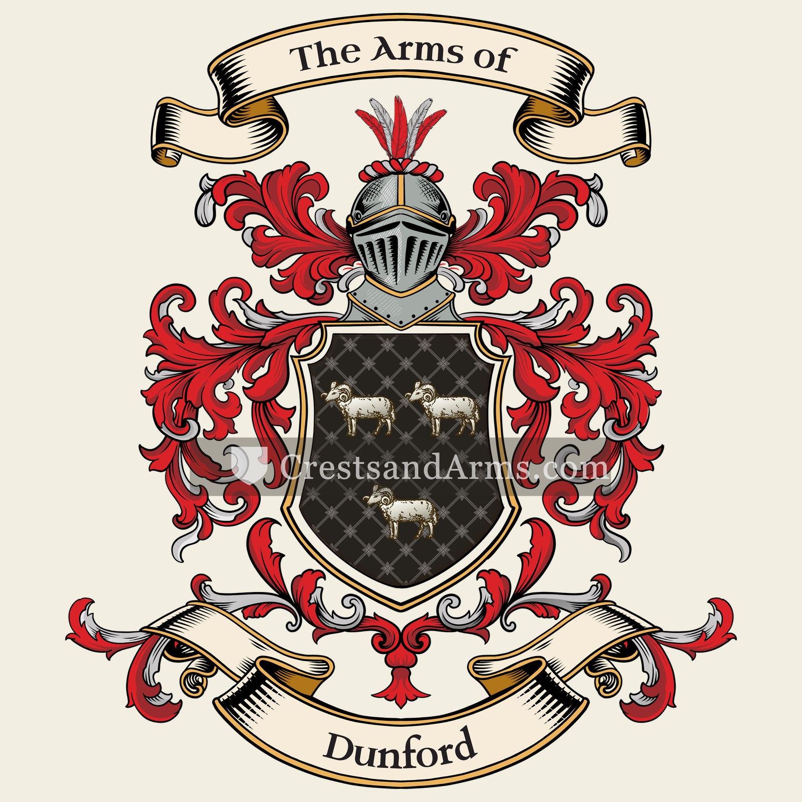 The Dunford coat of arms, drawn from the recorded blazon