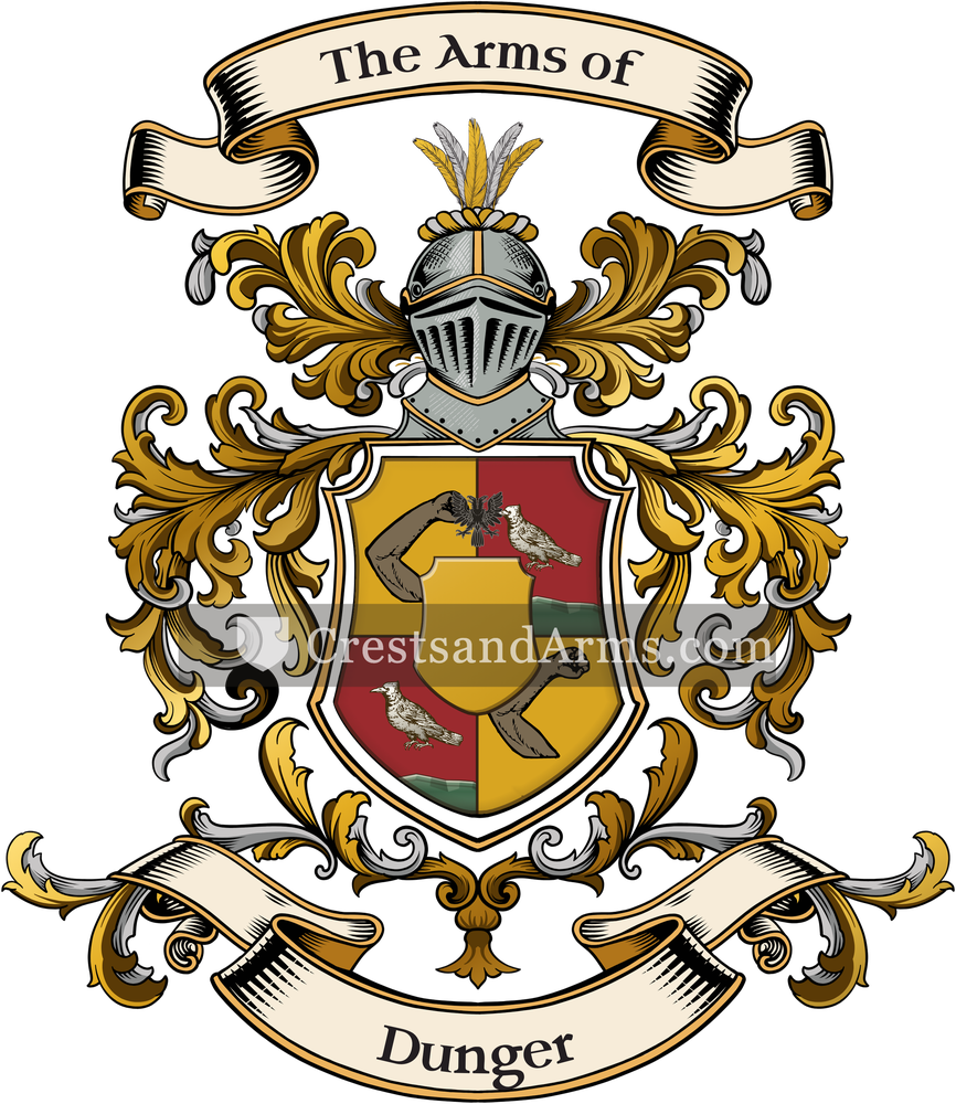 The Dunger coat of arms, drawn from the recorded blazon